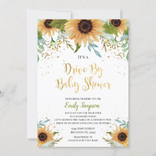 Conduite Par Baby shower Sunflower Invitation