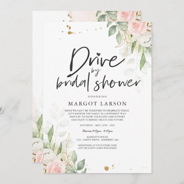Conduite Par Une Invitation De Douche Bridal Verdu (Devant / Derrière)