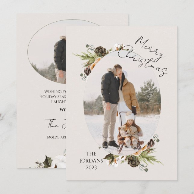 Cone Branches Weihnachts-Foto-Weihnachtskarte Einladung (Vorne/Hinten)