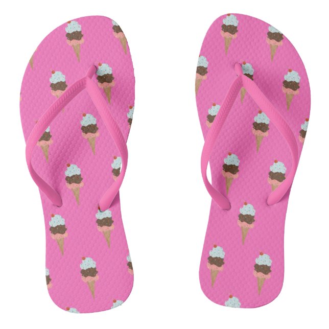 Cône crème glacée amusant Tongs roses (Semelle)