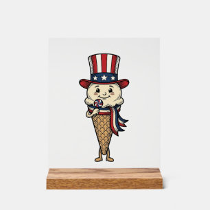 Cône de glace patriotique Dessin de gravure vintag
