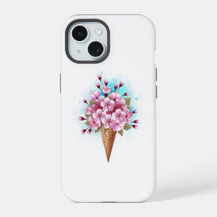 Cône rose Sakura crème glacée gaufre