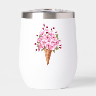 Cône rose Sakura crème glacée gaufre