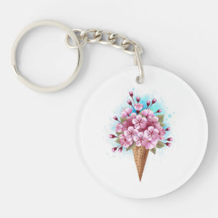 Cône rose Sakura crème glacée gaufre