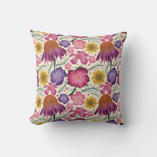 Coneflower Beige Blumenmuster Kissen
