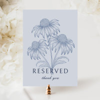 Coneflower Dusty Blue Wedding Reservierte Card Sig