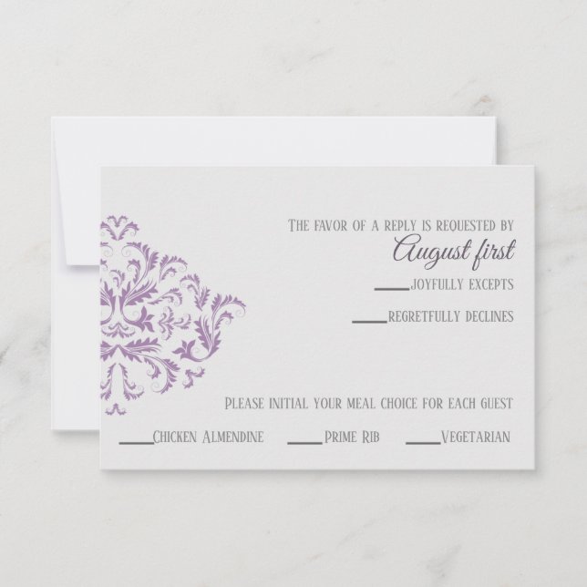 Coneflower Elegane Damask RSVP-Karte RSVP Karte (Vorderseite)