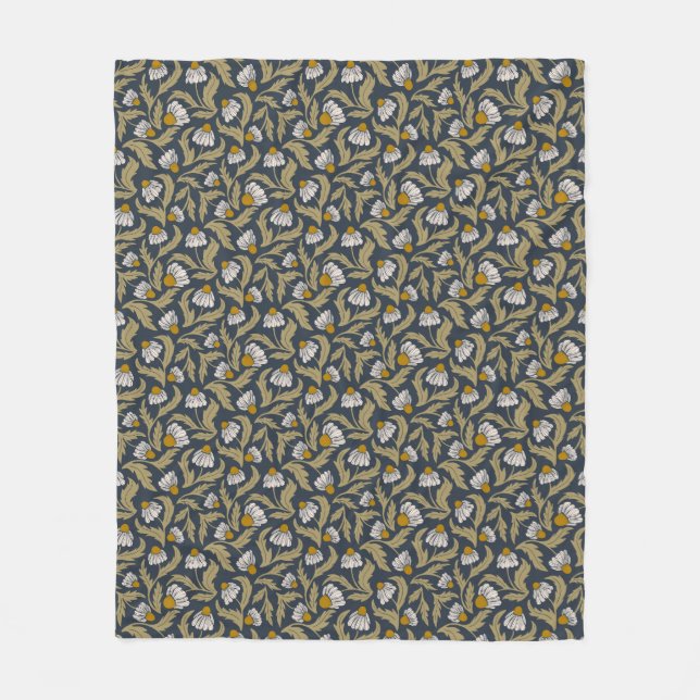 Coneflowers on Navy Blue Modern Floral Fleecedecke (Vorderseite)
