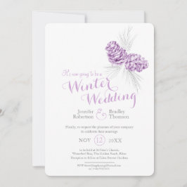 Cones Art lila grau Winterhochzeit neu geplant Einladung