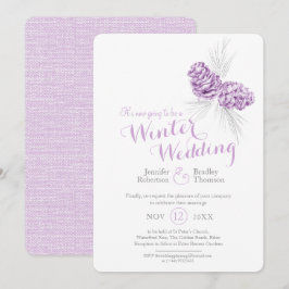 Cones Art lila grau Winterhochzeit neu geplant Einladung