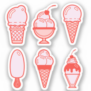 cônes de crème glacée et autocollants sundaes