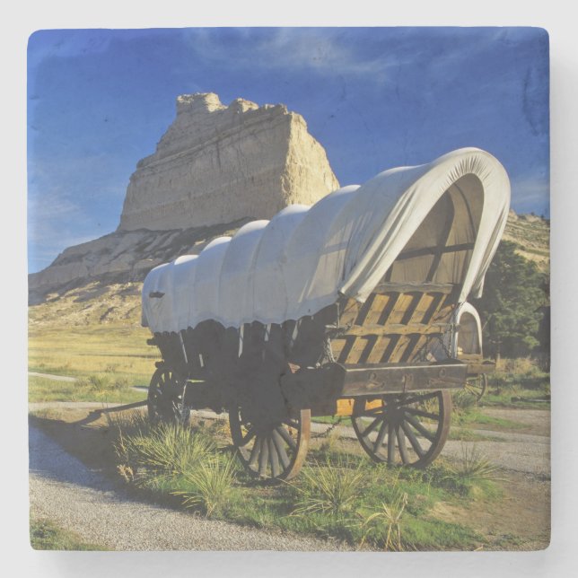 Conestoga Lastwagen an Scottsbluff Steinuntersetzer (Vorderseite)