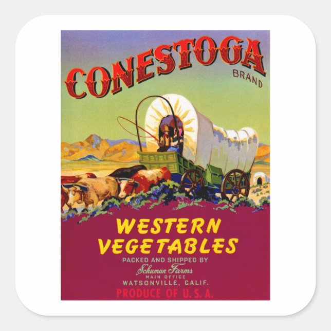 Conestoga Western Gemüse Quadratischer Aufkleber (Vorderseite)