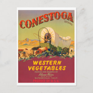 Conestoga Western Gemüse Vintage-Kistenetikett Postkarte