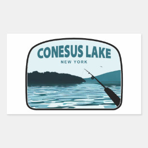 Conesus Lake New York Angelrute Rechteckiger Aufkleber