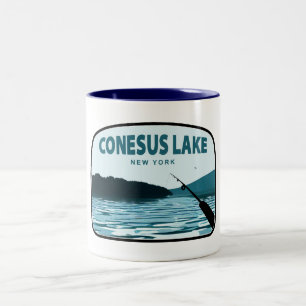 Conesus Lake New York Angelrute Zweifarbige Tasse