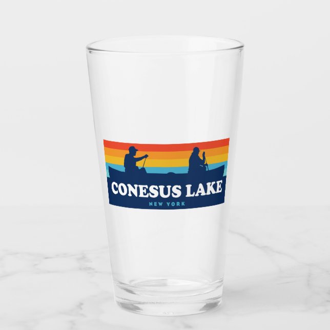 Conesus Lake New York Canoe Glas (Vorderseite)