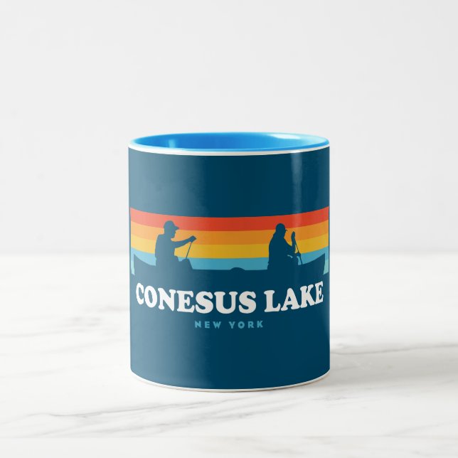 Conesus Lake New York Canoe Zweifarbige Tasse (Mittel)