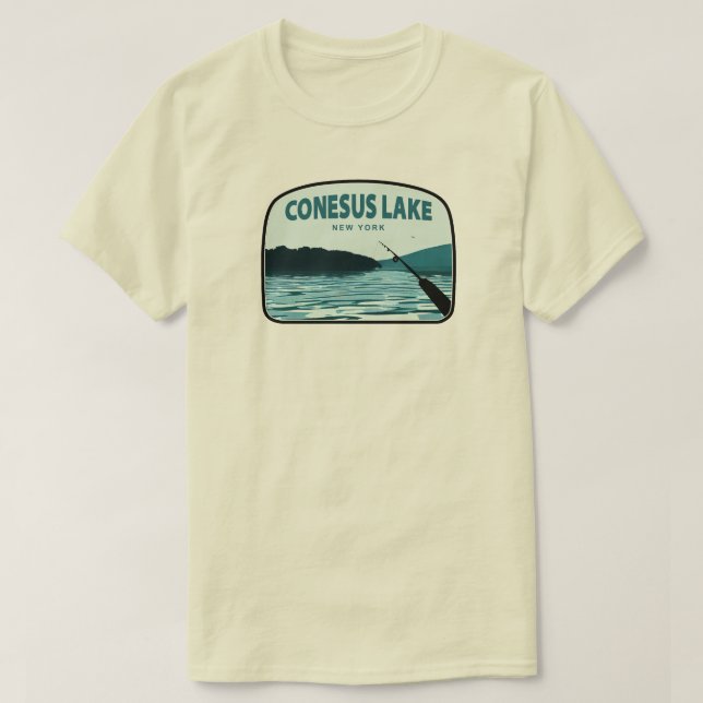 Conesus Lake New York Fishing Rod T-Shirt (Design vorne)