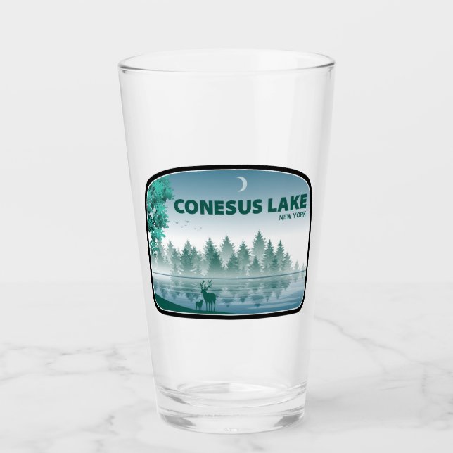 Conesus Lake New York Hirsche Glas (Vorderseite)