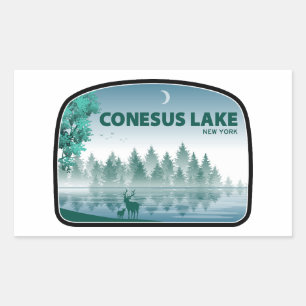 Conesus Lake New York Hirsche Rechteckiger Aufkleber