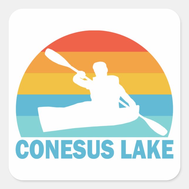 Conesus Lake New York Kayak Quadratischer Aufkleber (Vorderseite)