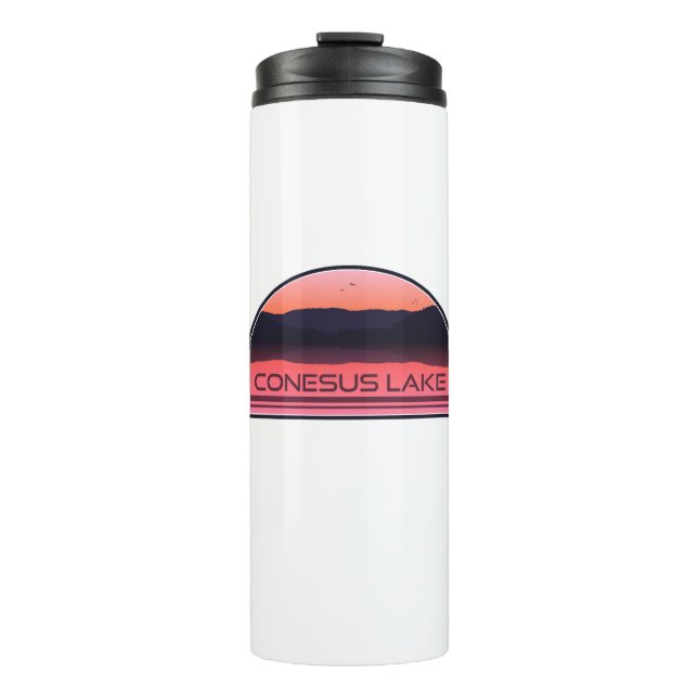 Conesus Lake New York Red Sunrise Thermosbecher (Vorderseite)