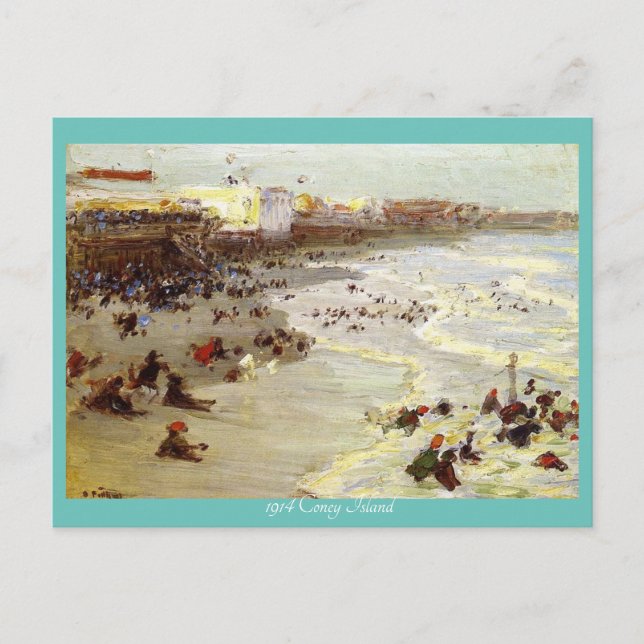 "Coney Island 1914, by EH Potthast" Postkarte (Vorderseite)