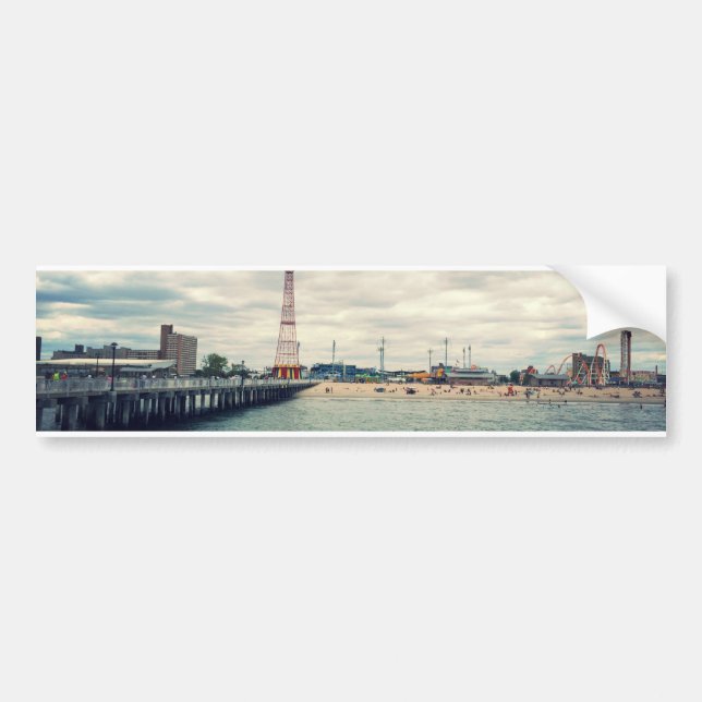 Coney Island Beach Panorama Autoaufkleber (Vorne)