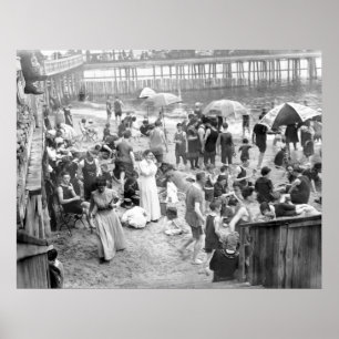Coney Island Beach Scene Poster