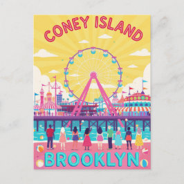 Coney Island Brooklyn Retro Poster Postkarte