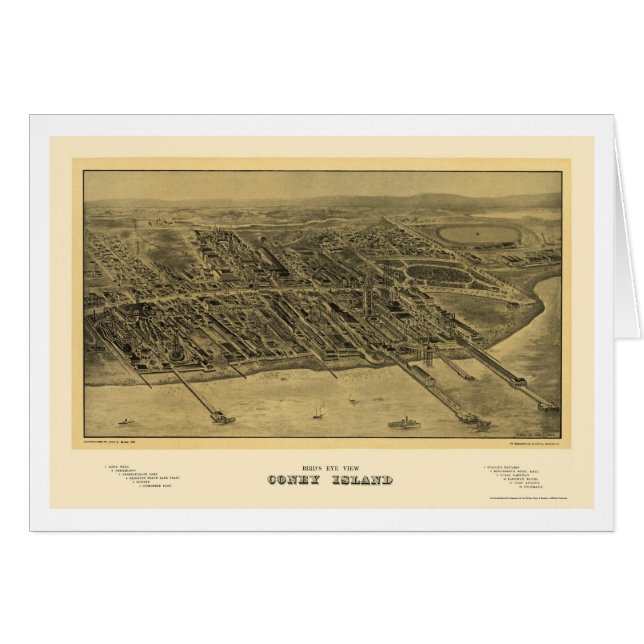 Coney Island, carte panoramique de NY - 1906 (Devant horizontal)