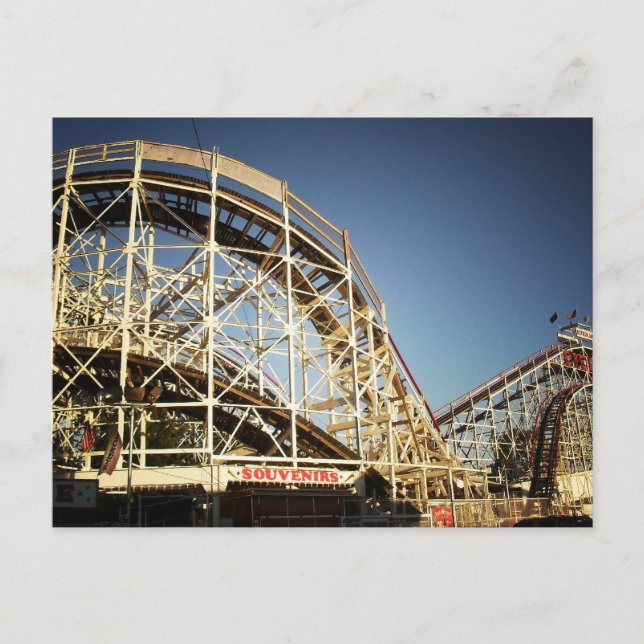 Coney Island Cyclone Roller Untersetzer, Brooklyn Postkarte (Vorderseite)