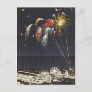 Coney Island Feuerwerk Postkarte