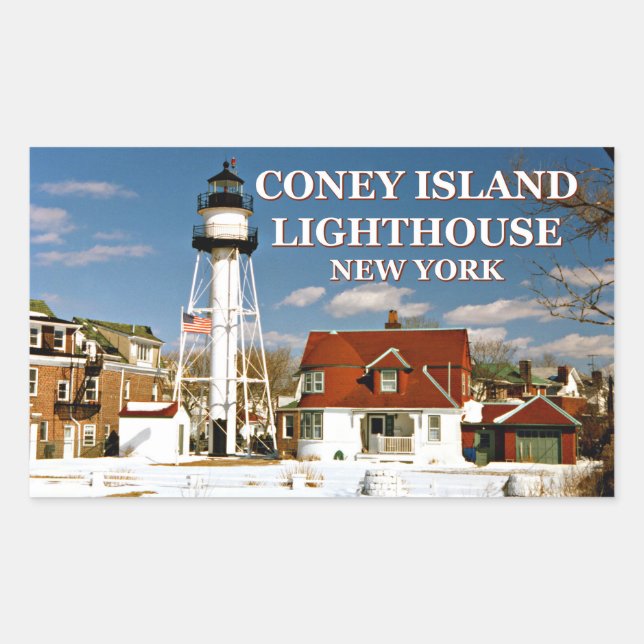 Coney Island Lighthouse, New York Rechteckiger Aufkleber (Vorderseite)