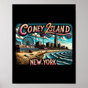 Coney Island New York Travel Summer Family Vacatio Poster