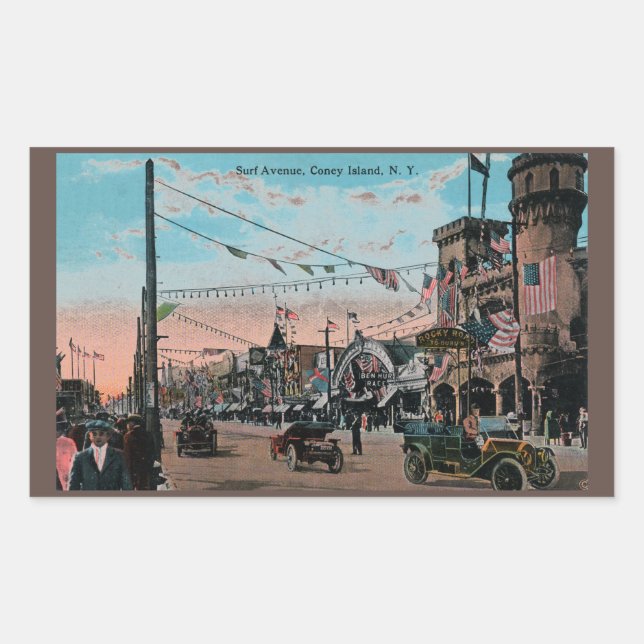 Coney Island Rechteckiger Aufkleber (Vorderseite)