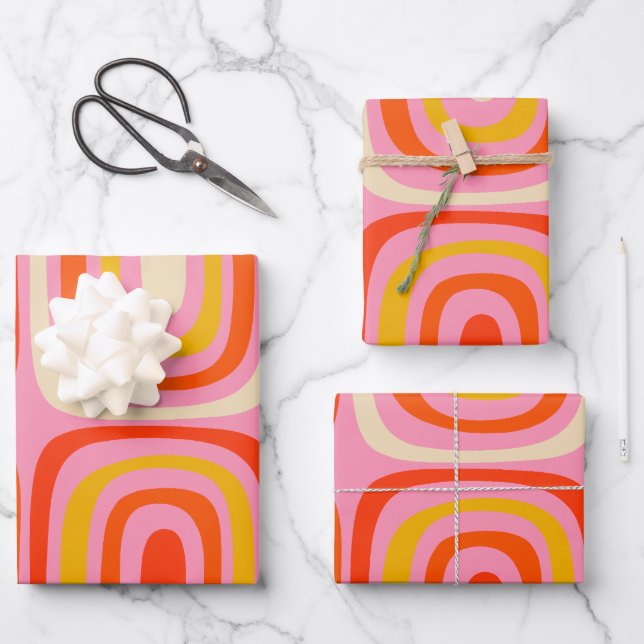 Confaab Farbenfrohe Moderne Regenbogenfarben Abstr Geschenkpapier Set (Vorderseite)