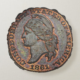 Confederate Penny ⚔️ 1861 Zivil War USA Süd Rundes Kissen