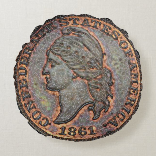 Confederate Penny ⚔️ 1861 Zivil War USA Süd Rundes Kissen (Vorderseite)