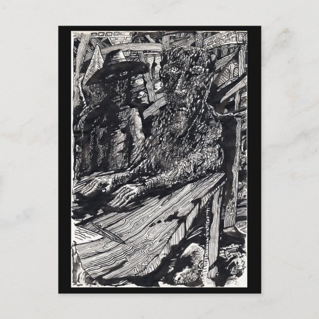 "Confess!" Indien zeichne Tinte, Postkarte (Vorderseite)