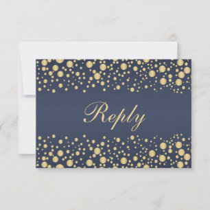 Confetti à effet doré sur invitation RSVP bleu