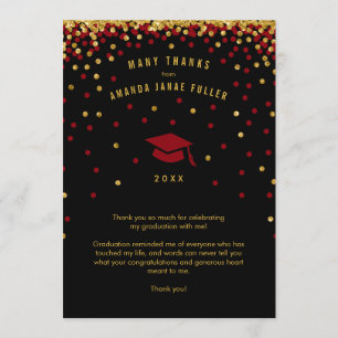 Confetti Abschluss Danke, Maroon Gold Glitzer Einladung