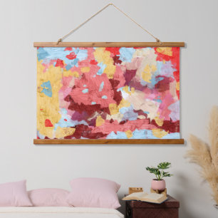 Confetti-ähnliche Abstrakte Kunst Wandteppich Mit Holzrahmen