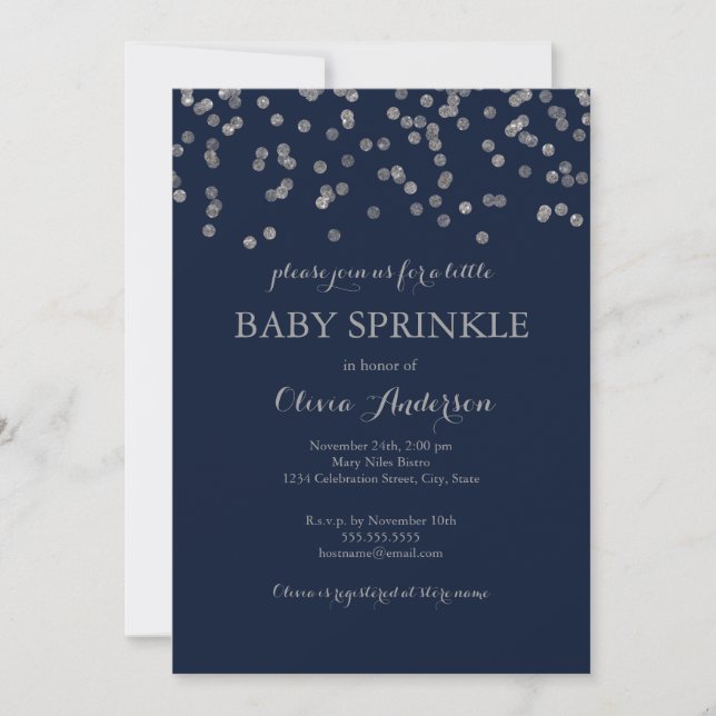 Confetti Argent Marine Baby Sprinkle Invitation (Devant)