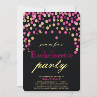 Confetti Bachelorette Imitate Pink Glitzer Hen Par Einladung