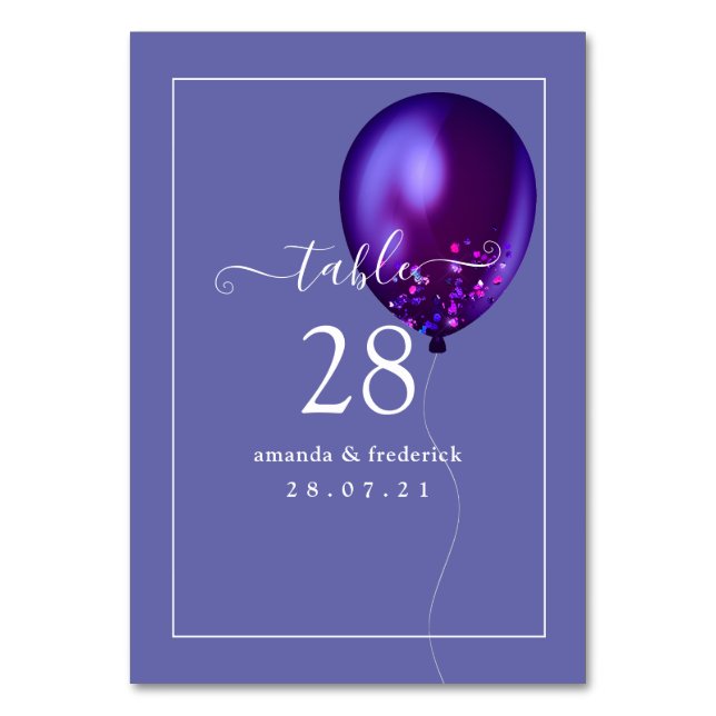 Confetti Balloon Tischnummer (Vorderseite)