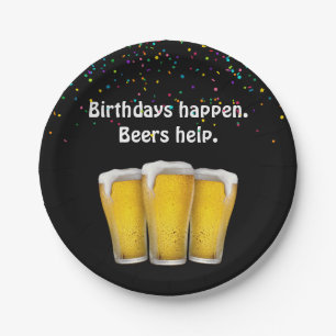 Confetti Birthday Beers Pappteller