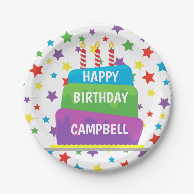 Confetti Birthday Cake Personalisierte Party Telle Pappteller (Vorderseite)