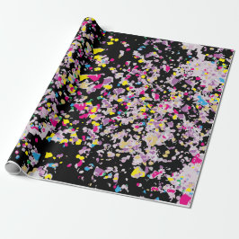 Confetti Black Wrapping Paper Geschenkpapier
